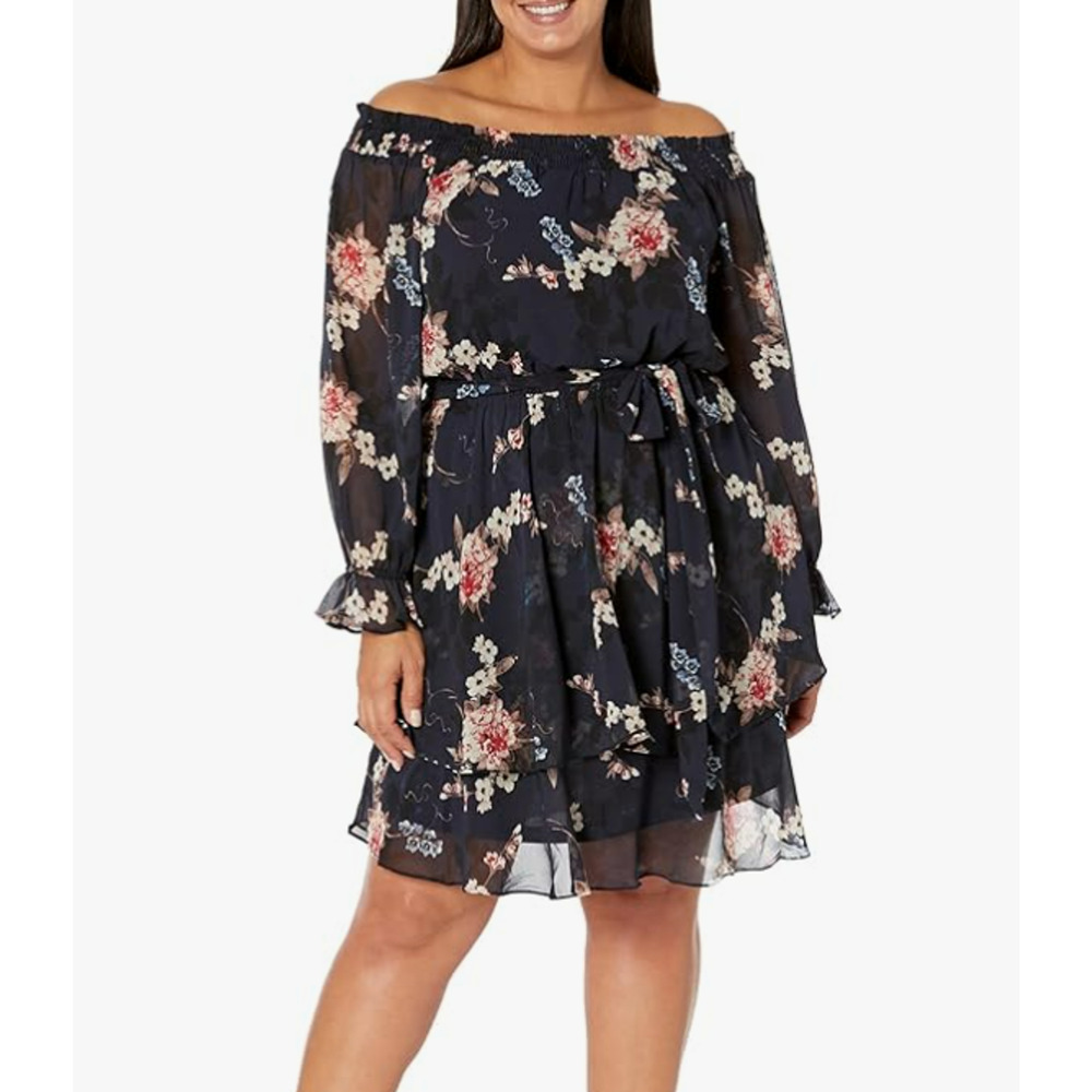CITY CHIC Black Floral Dress Womens XL